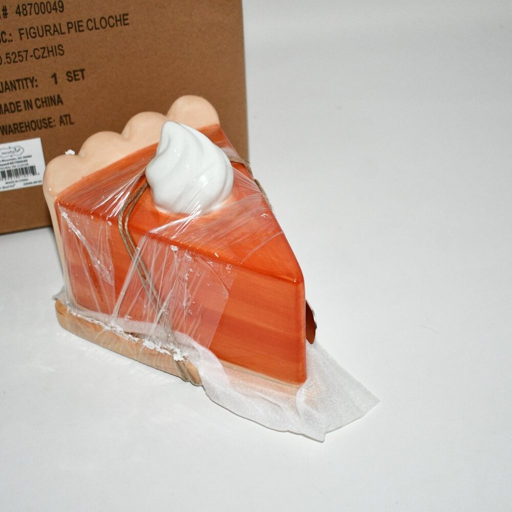Mud Pie Harvest Collection Thanksgiving Pie Slice Butter Cloche Set #48700049 NI - Picture 2 of 5